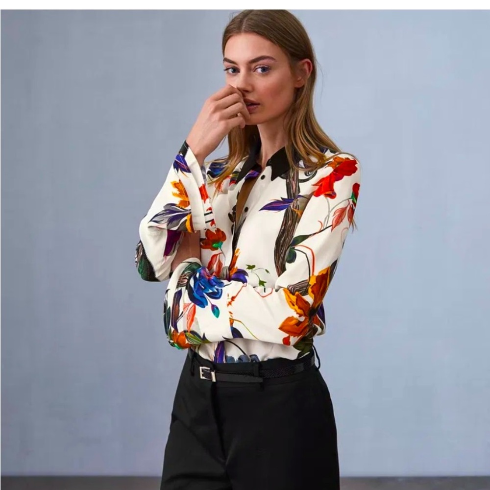 Brand New Reiss Lupa Bold Floral Printed Blouse